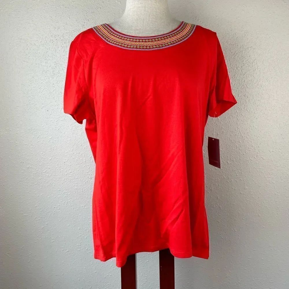 NWT Laura Scott Orange Short Sleeve Top Size L